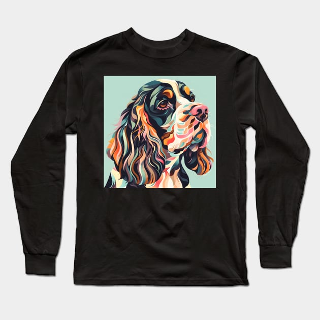 70s English Cocker Spaniel Vibes: Pastel Pup Parade Long Sleeve T-Shirt by NatashaCuteShop